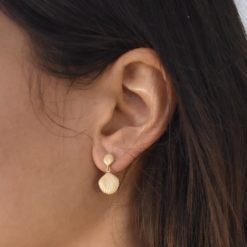 Boucles d'oreilles Plaqué Or Brossé Coquillage 3