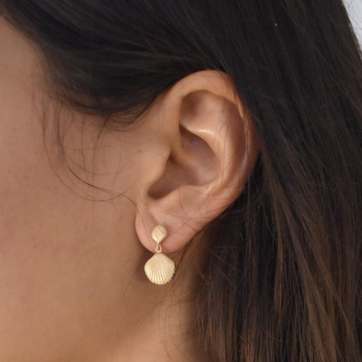 Boucles d'oreilles Plaqué Or Brossé Coquillage 2