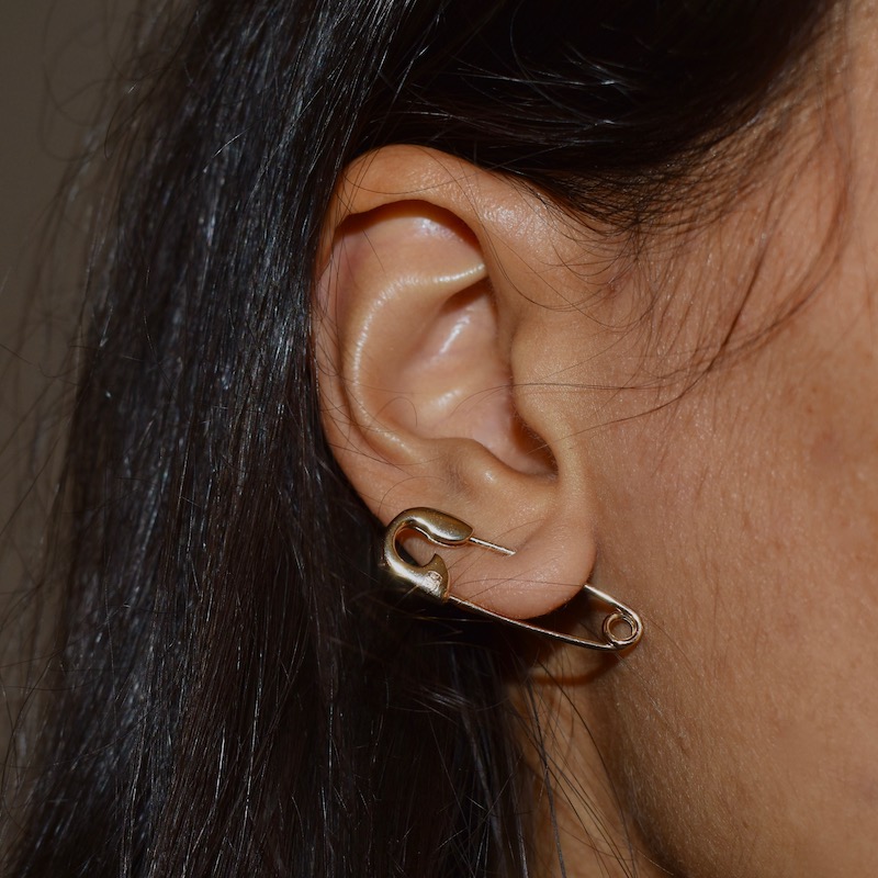 Boucle d'oreille Plaqué Or Epingle à Nourrice 2