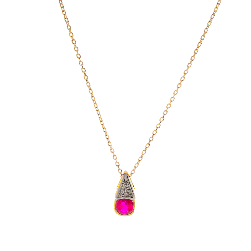 Collier Plaqué Or Fushia