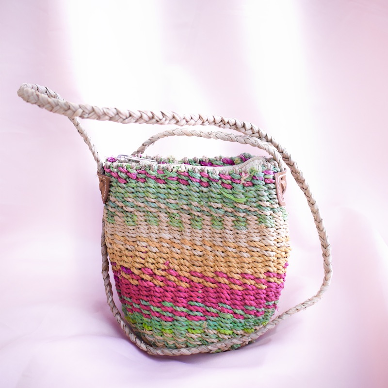 Sac Bandoulière Palme Fibre Naturelle Tresse