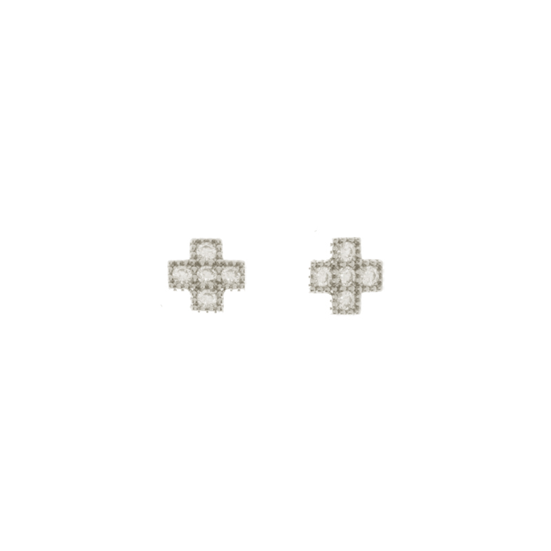 Puces Argent 925 Cross Zirc