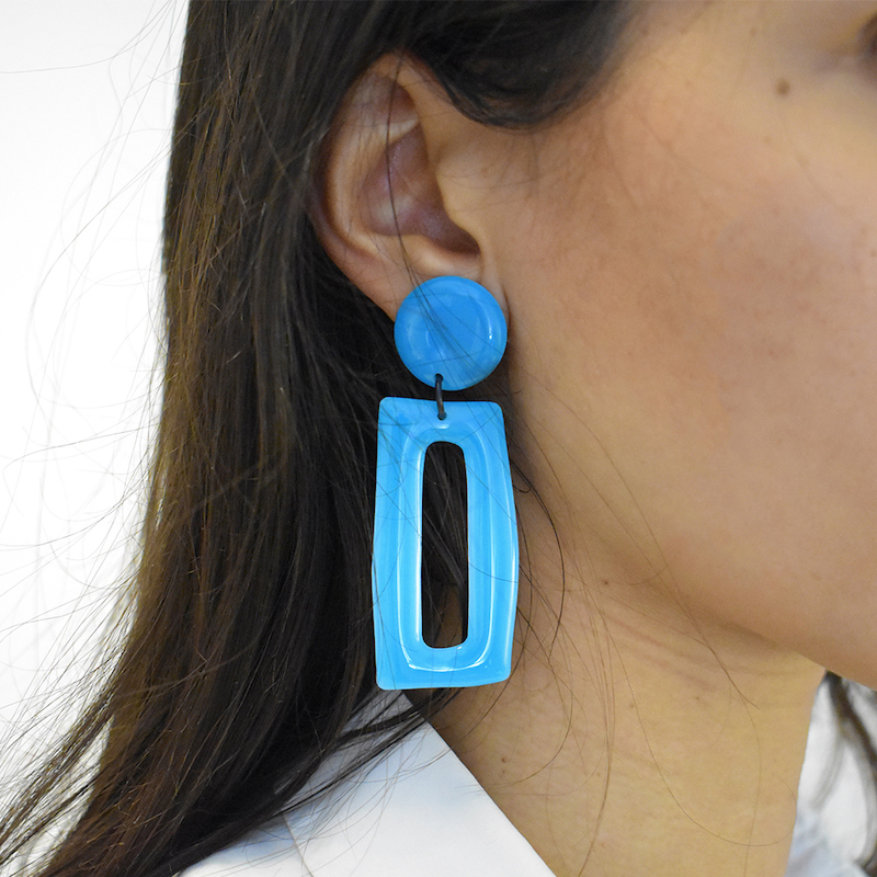 Boucles d'oreilles Thierry Joo Rectangle Turquoise 2