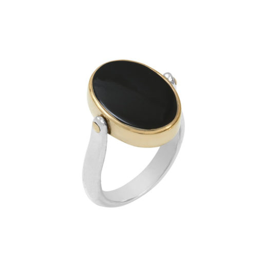 Bague Argent 925 Canyon réversible, Onyx - Nacre 1