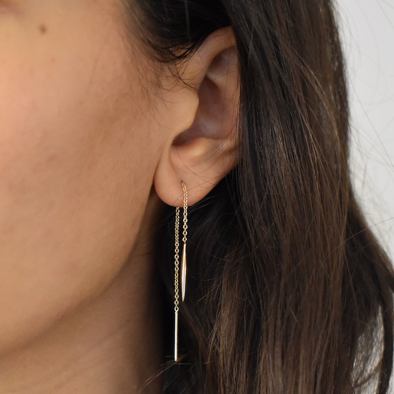 Boucles d'oreilles Plaqué Or Chaines Pendule 5