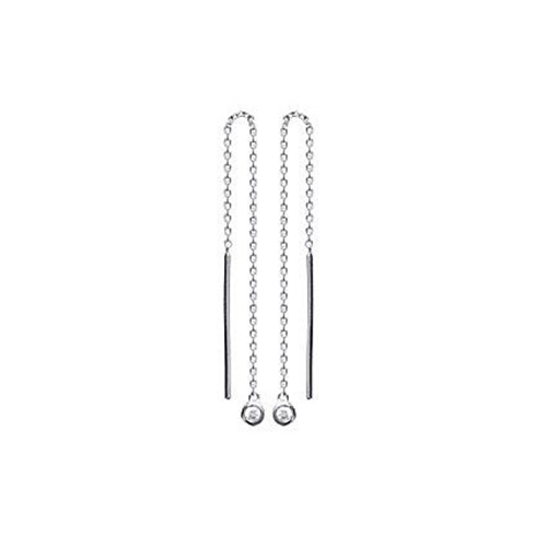 Boucles d'oreilles Argent 925 Chaines et Serti Clos