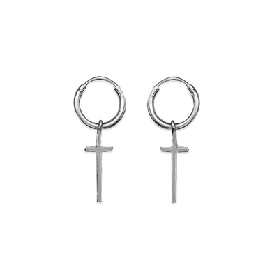 Créoles Argent 925 12 mm Croix