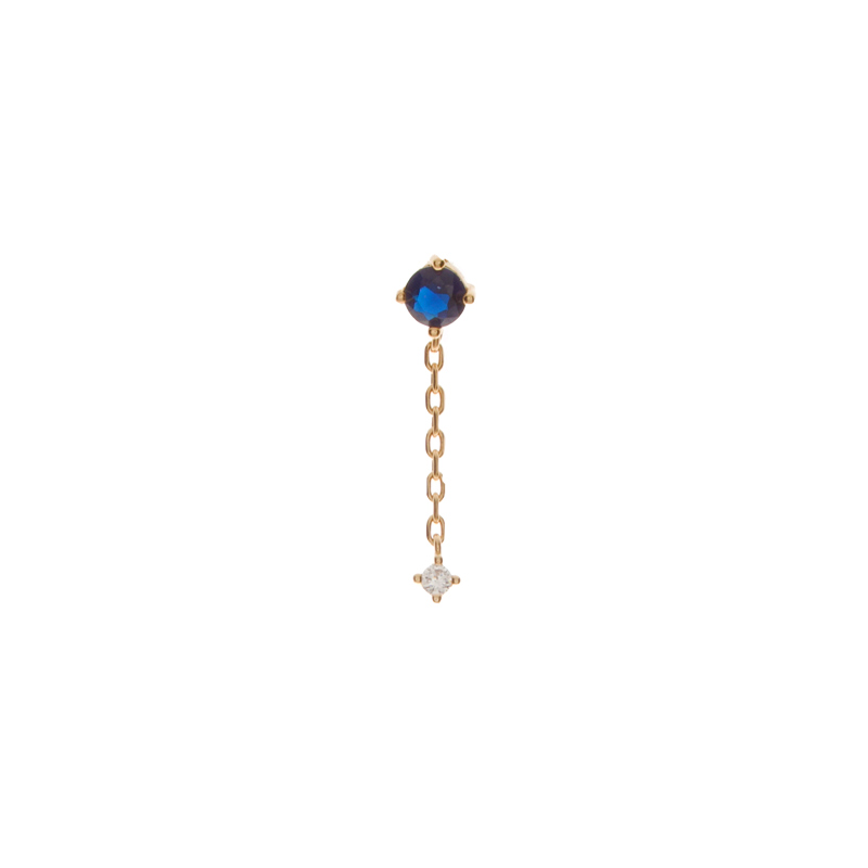 Boucle à l'unité Plaqué Or Blue Zirc