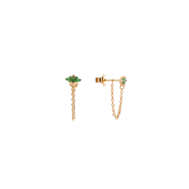 Boucle d'Oreille Plaqué Or Chaine Greeny