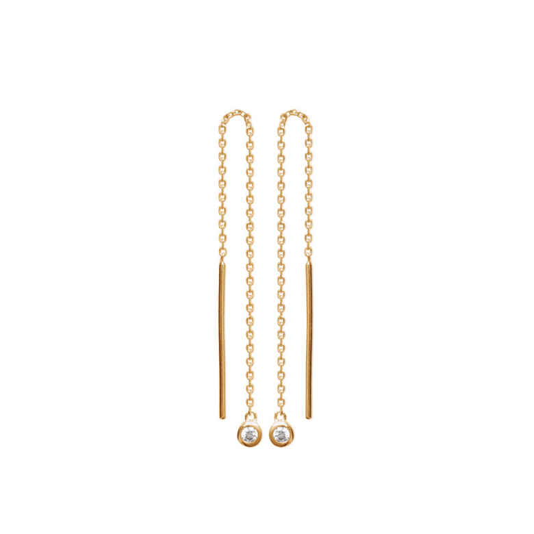 Boucles d'oreilles Plaqué or Chaines et Serti Clos