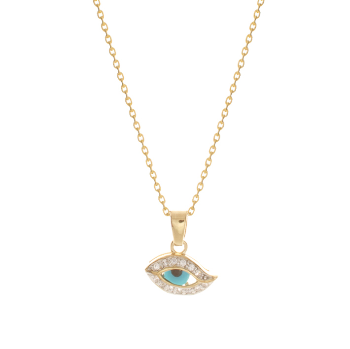 Collier Plaqué Or Oeil Bleu