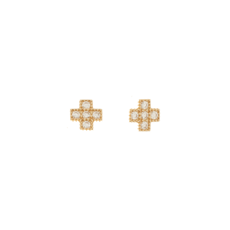 Puces Plaqué Or Cross Zirc