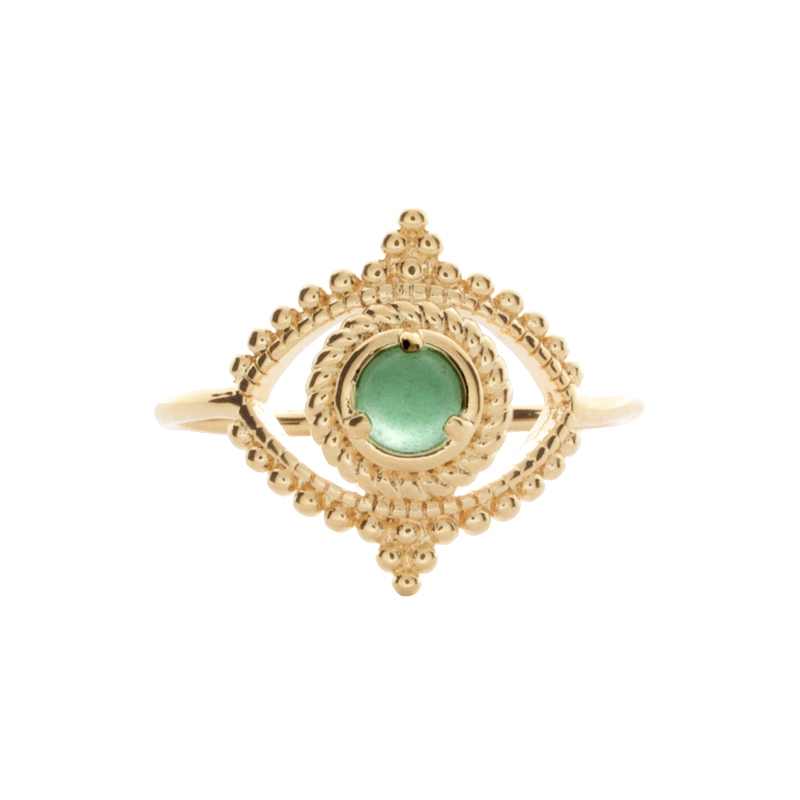 Bague Plaqué or Eyes Vert