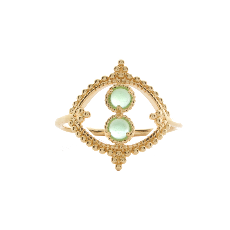 Bague Plaqué or Eyes Two Vert