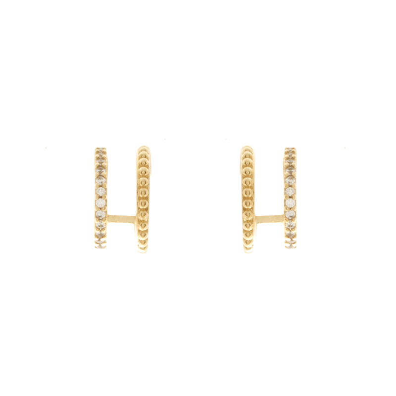 Créoles Plaqué Or Double Zircons & Points