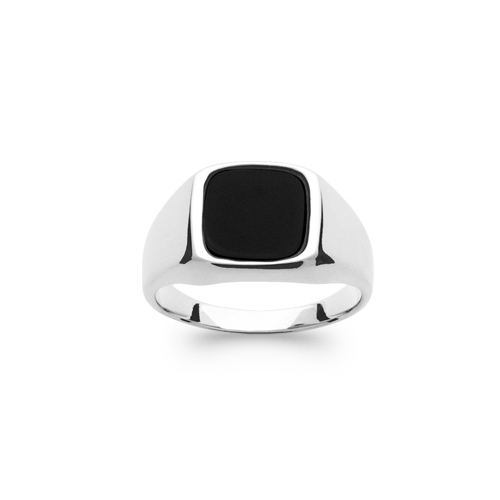 Chevalière Argent 925 Carré Noir